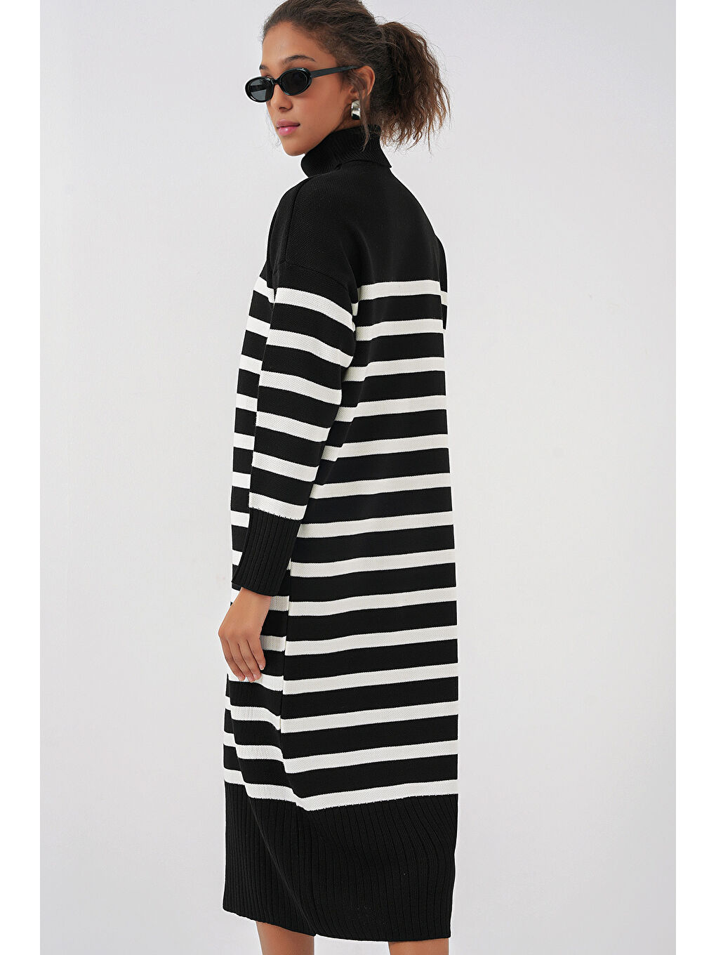 15890 Uzun Triko Elbise - A.Siyah-5