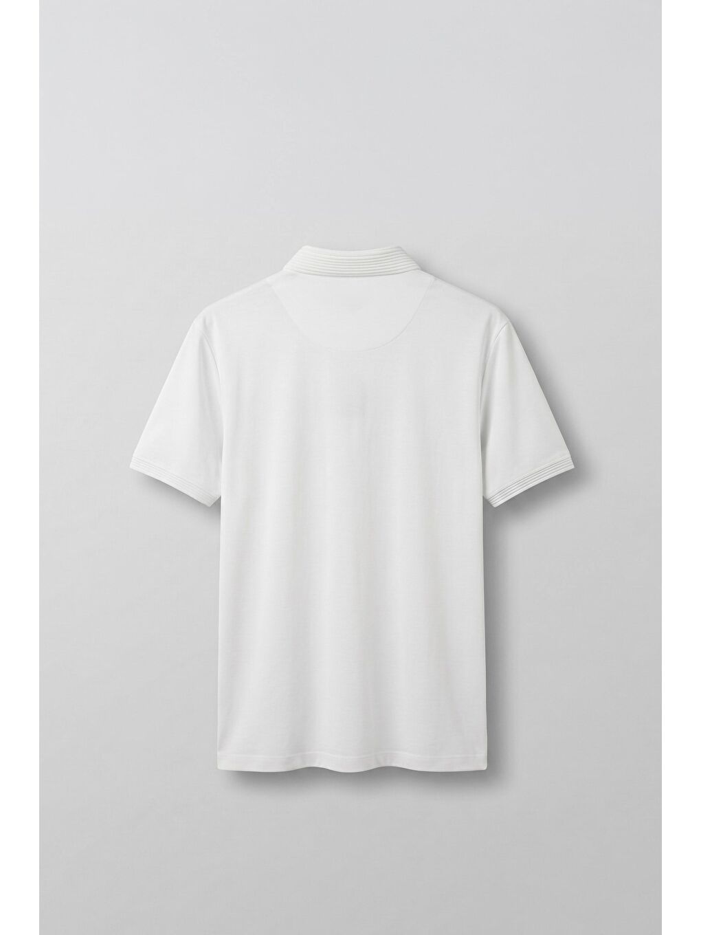 Erkek Slim Fit Düğmeli Triko Yaka Polo T-Shirt Beyaz-1