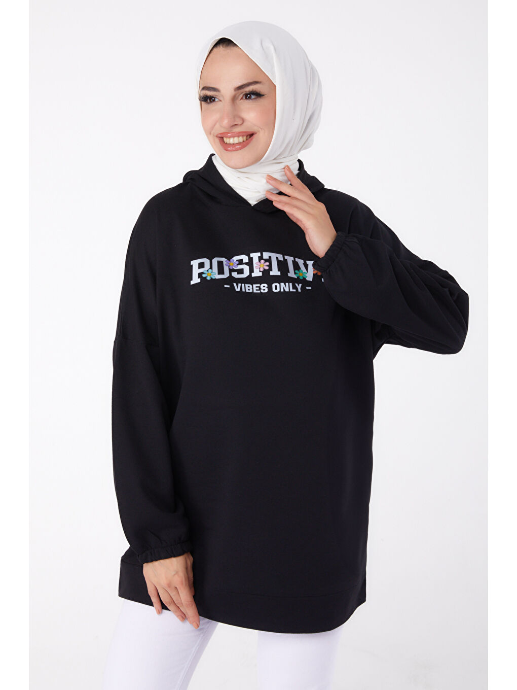 Baskılı Sweatshirt Siyah - 13333