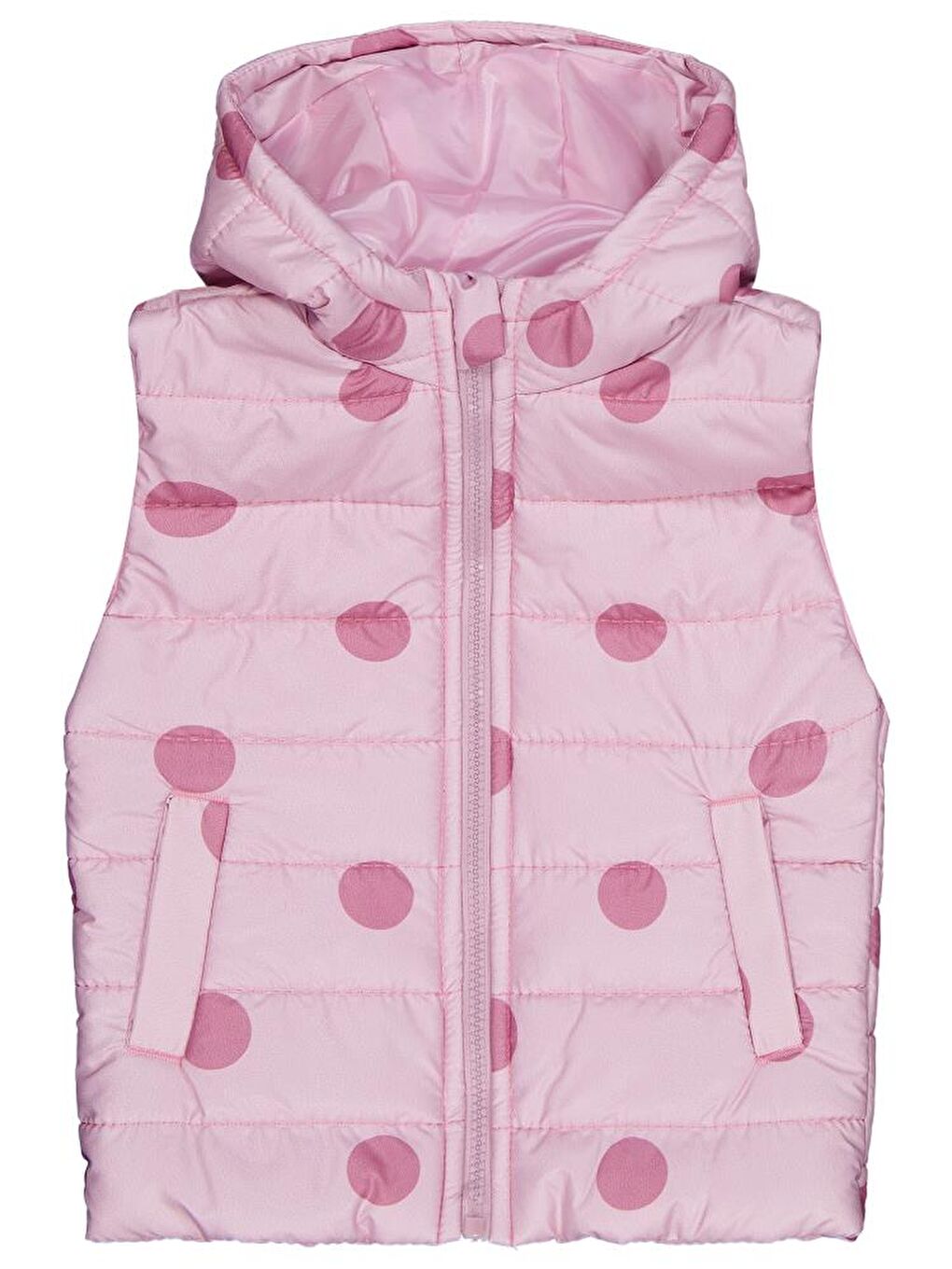 Pembe Girls Puan Baskılı 2-5 Yaş Yelek - Pudra 3-4 Yaş