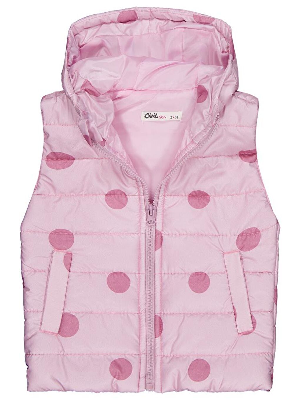 Pembe Girls Puan Baskılı 2-5 Yaş Yelek - Pudra 3-4 Yaş-2