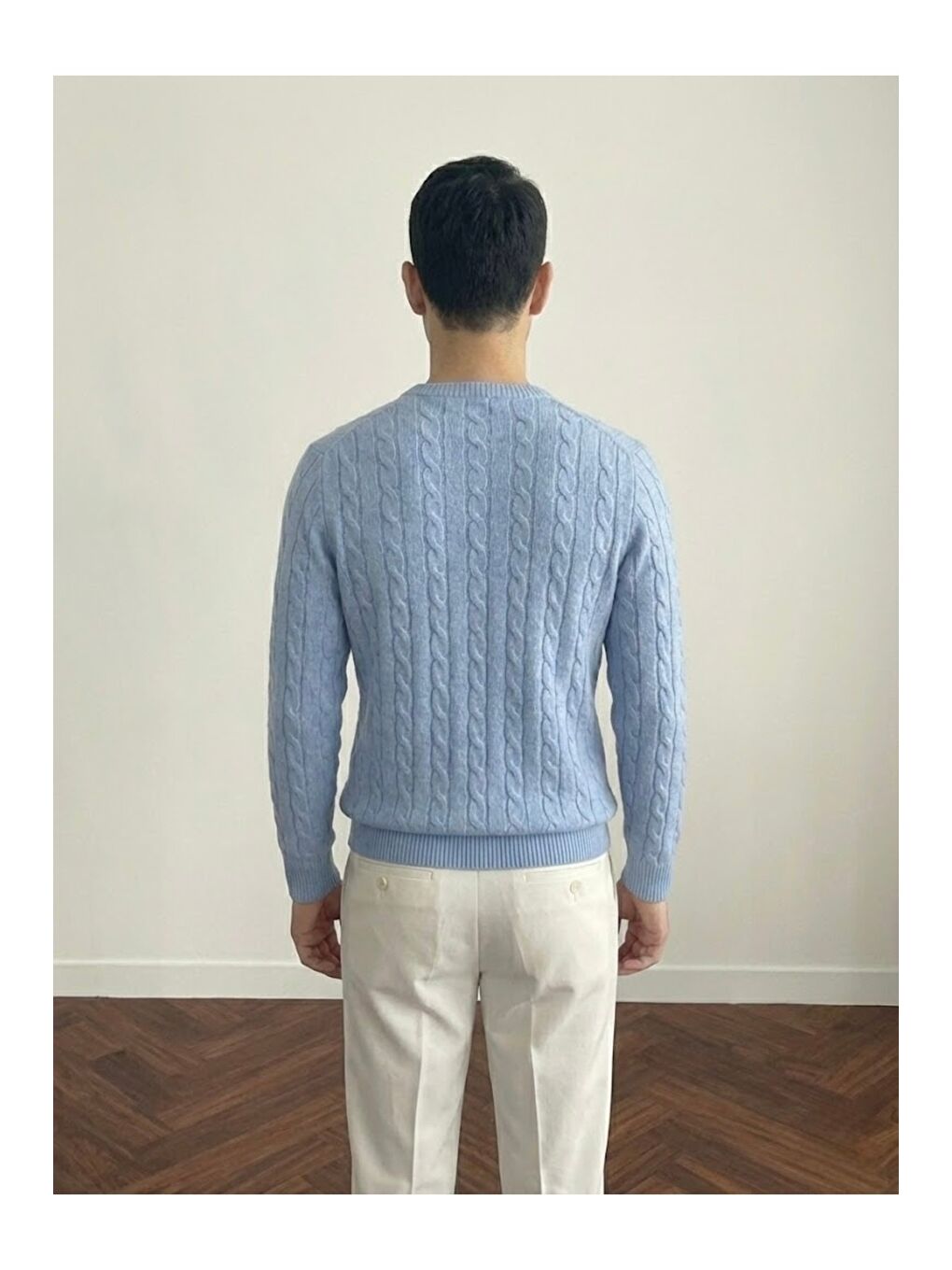 Mavi Erkek Bisiklet Yaka Slim Fit Saç Örgülü Triko Kazak-4