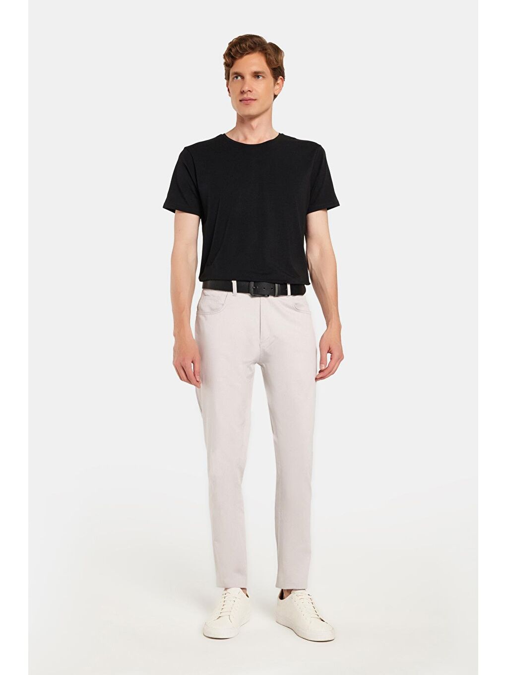 Erkek Regular Fit Rahat Kesim Mevsimlik Kanvas Kırık Beyaz Pantolon-3