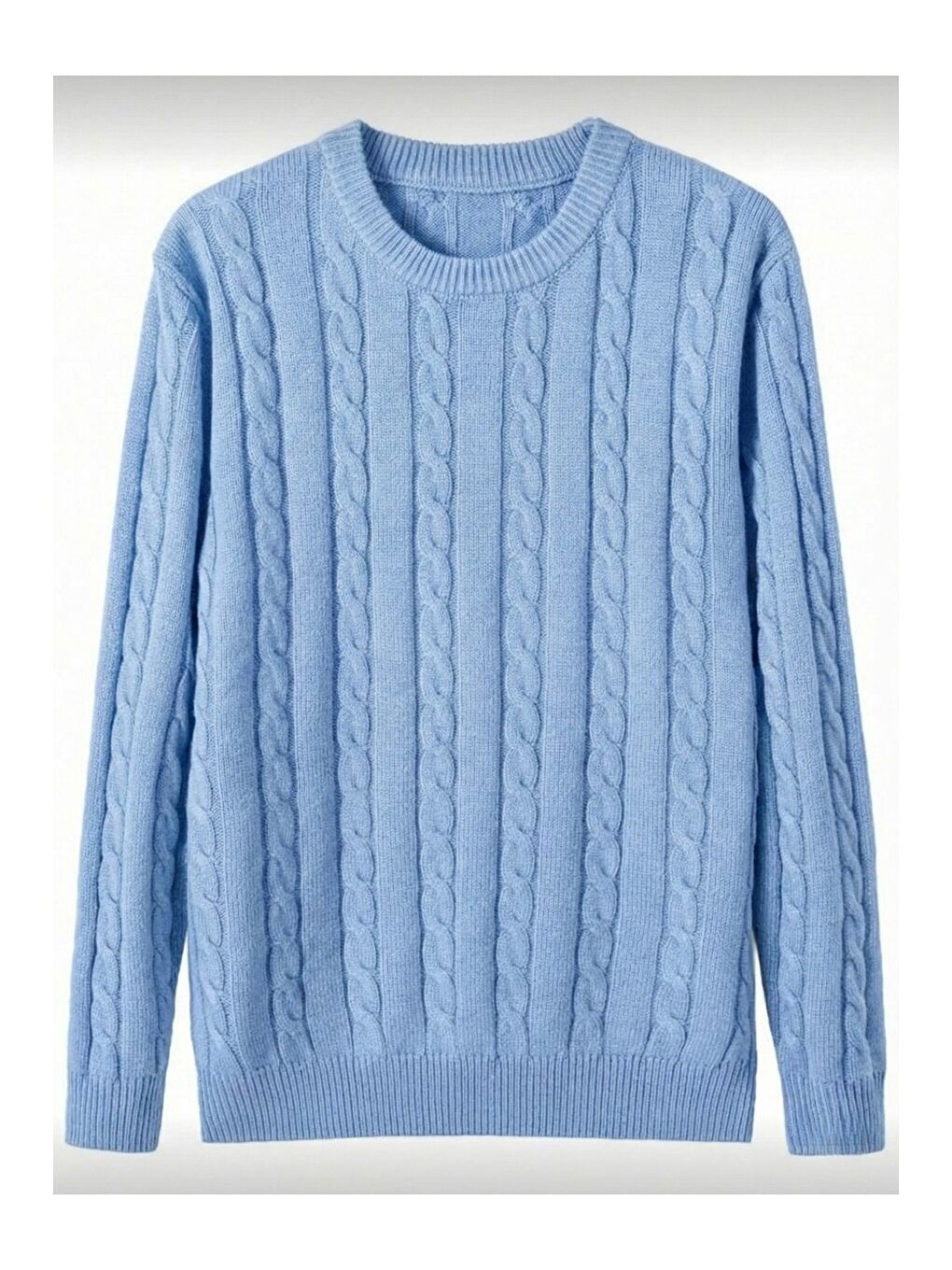 Mavi Erkek Bisiklet Yaka Slim Fit Saç Örgülü Triko Kazak-5