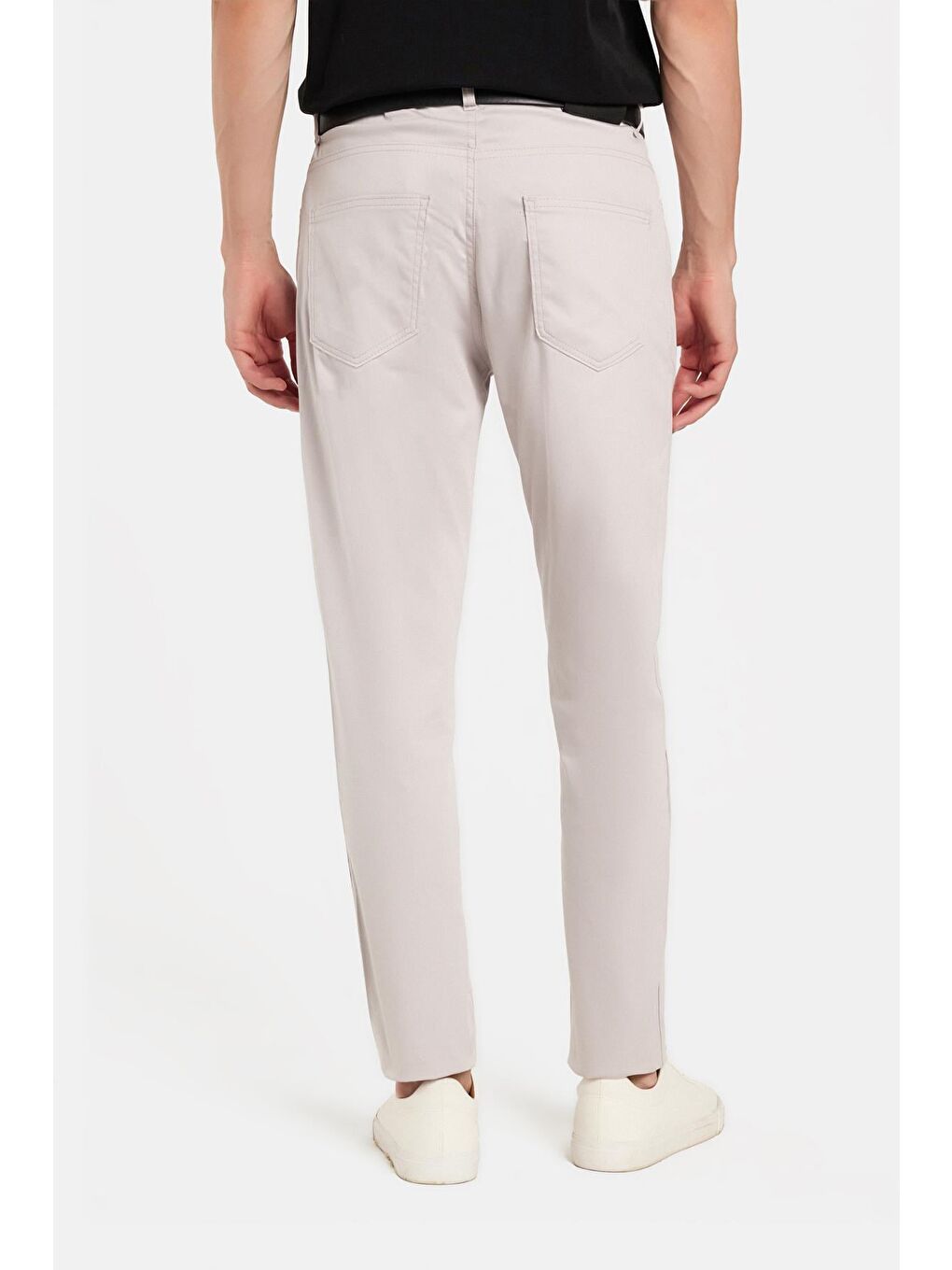 Erkek Regular Fit Rahat Kesim Mevsimlik Kanvas Kırık Beyaz Pantolon-4