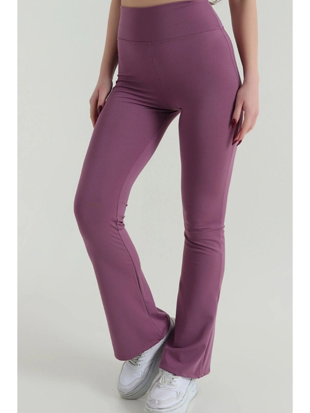 Pembe Kadın Ekstra Yüksek Bel Toparlayıcı İspanyol Paça Dalgıç Kumaş Esnek Spor Rahat Günlük Tayt