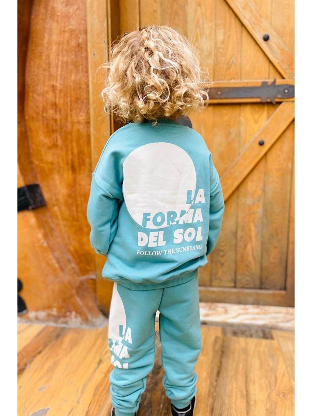 Turkuaz Erkek Çocuk 3 İplik Pamuklu Kumaş Baskılı Sweatshirt Ve Eşofman Altı Alt Üst Takım-1