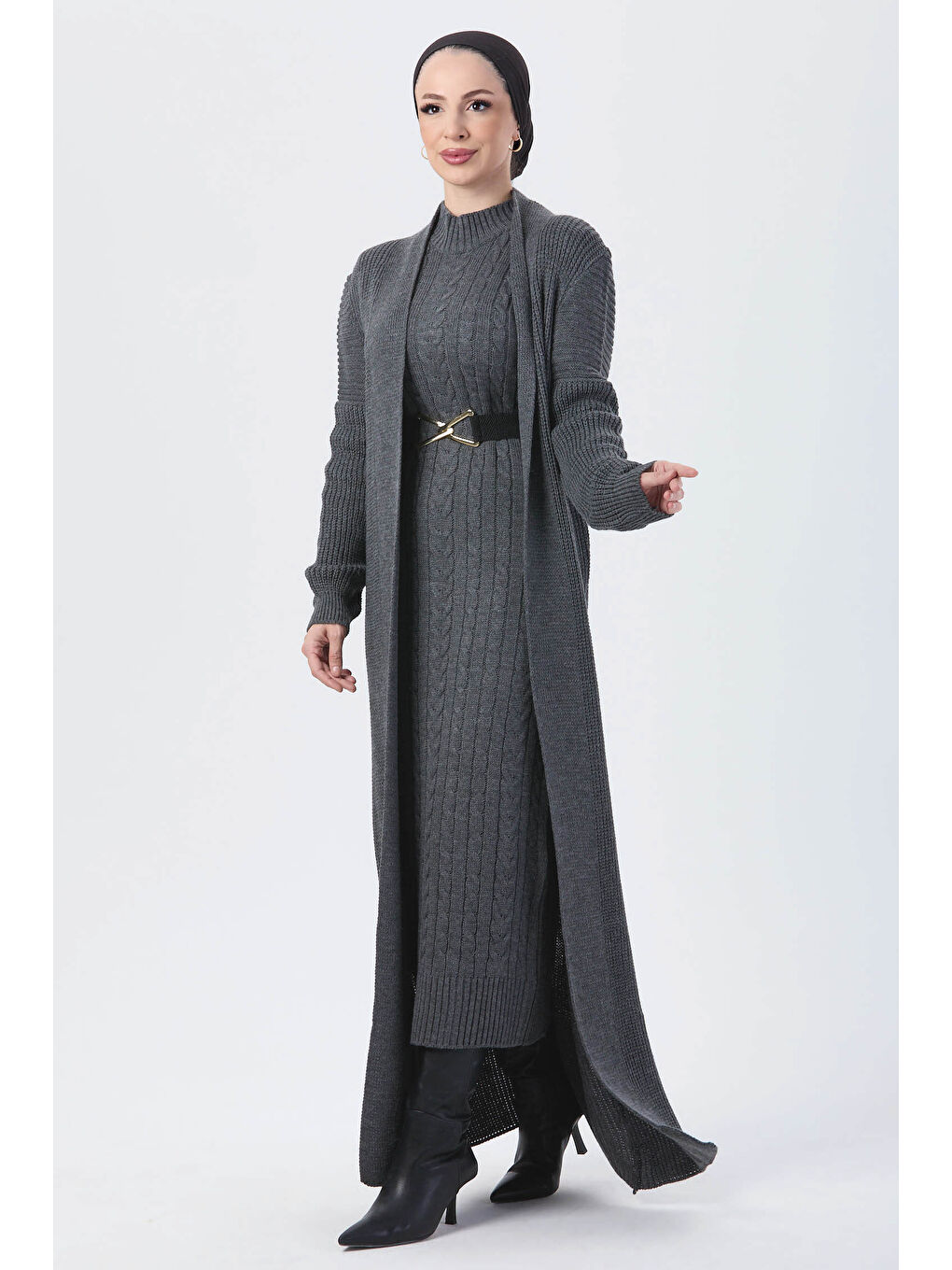 Gri Triko İkili Takım Füme - 27660-1