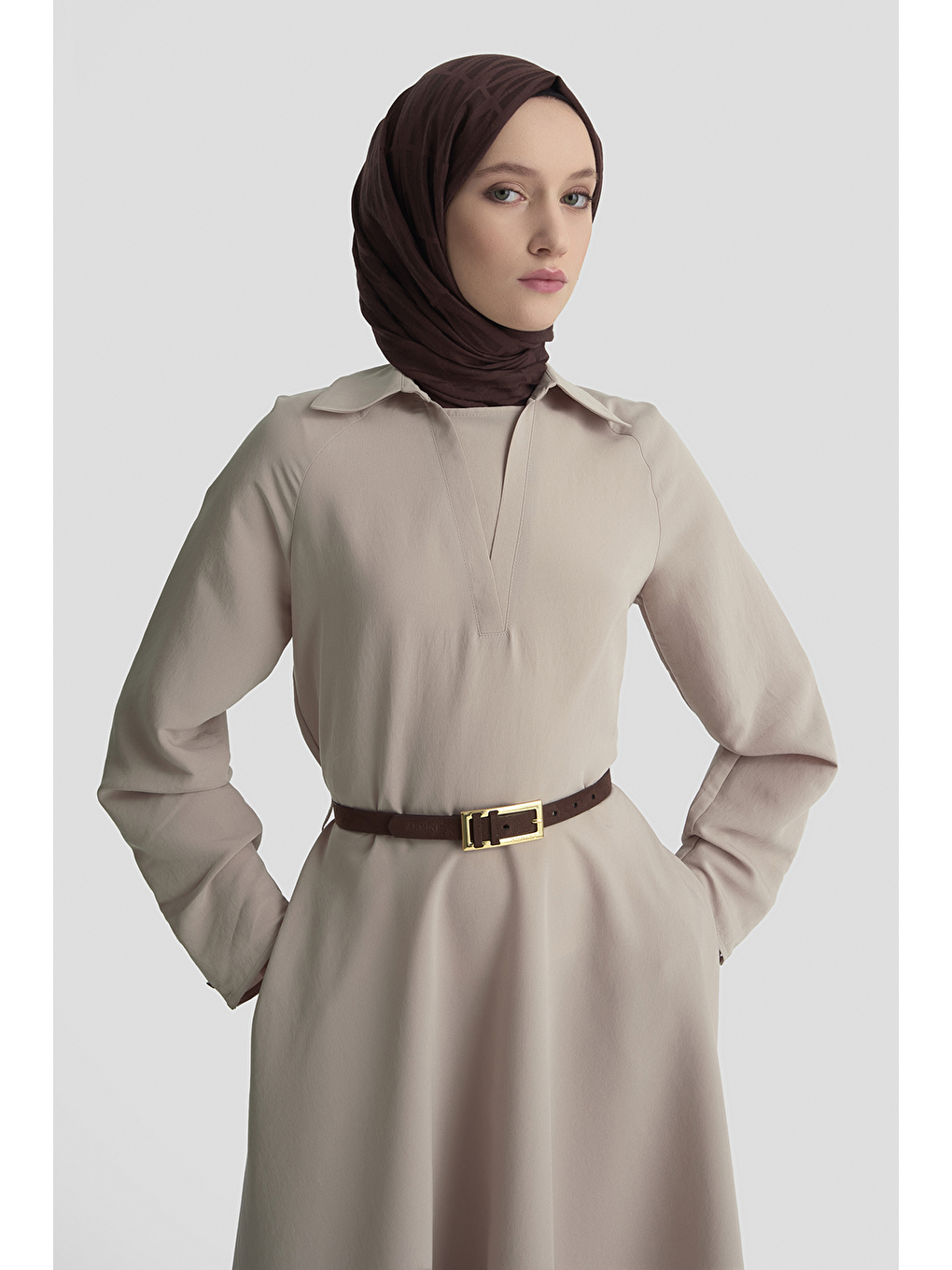 Bej Elbise Vizon-3