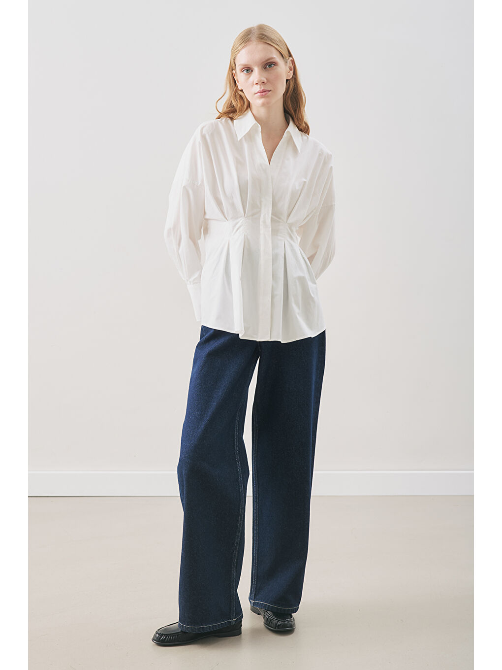 Pile Detaylı Gömlek Ekru-2