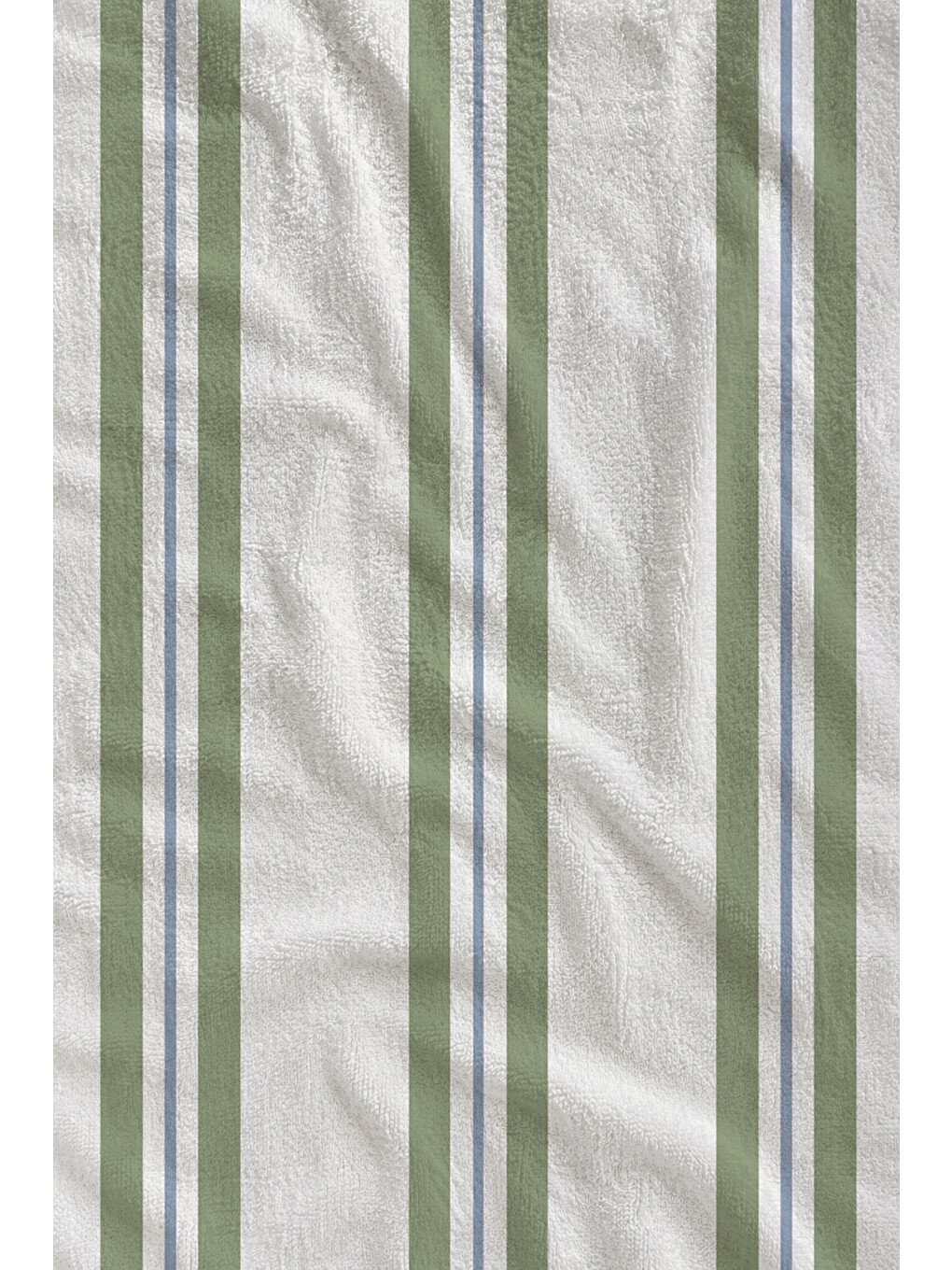 Beyaz Yeşil İnce Dikey Çizgili 70x150 Cm Dijital Baskılı Plaj Ve Banyo Havlusu-1