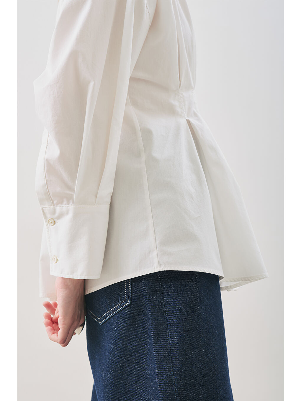 Pile Detaylı Gömlek Ekru-4