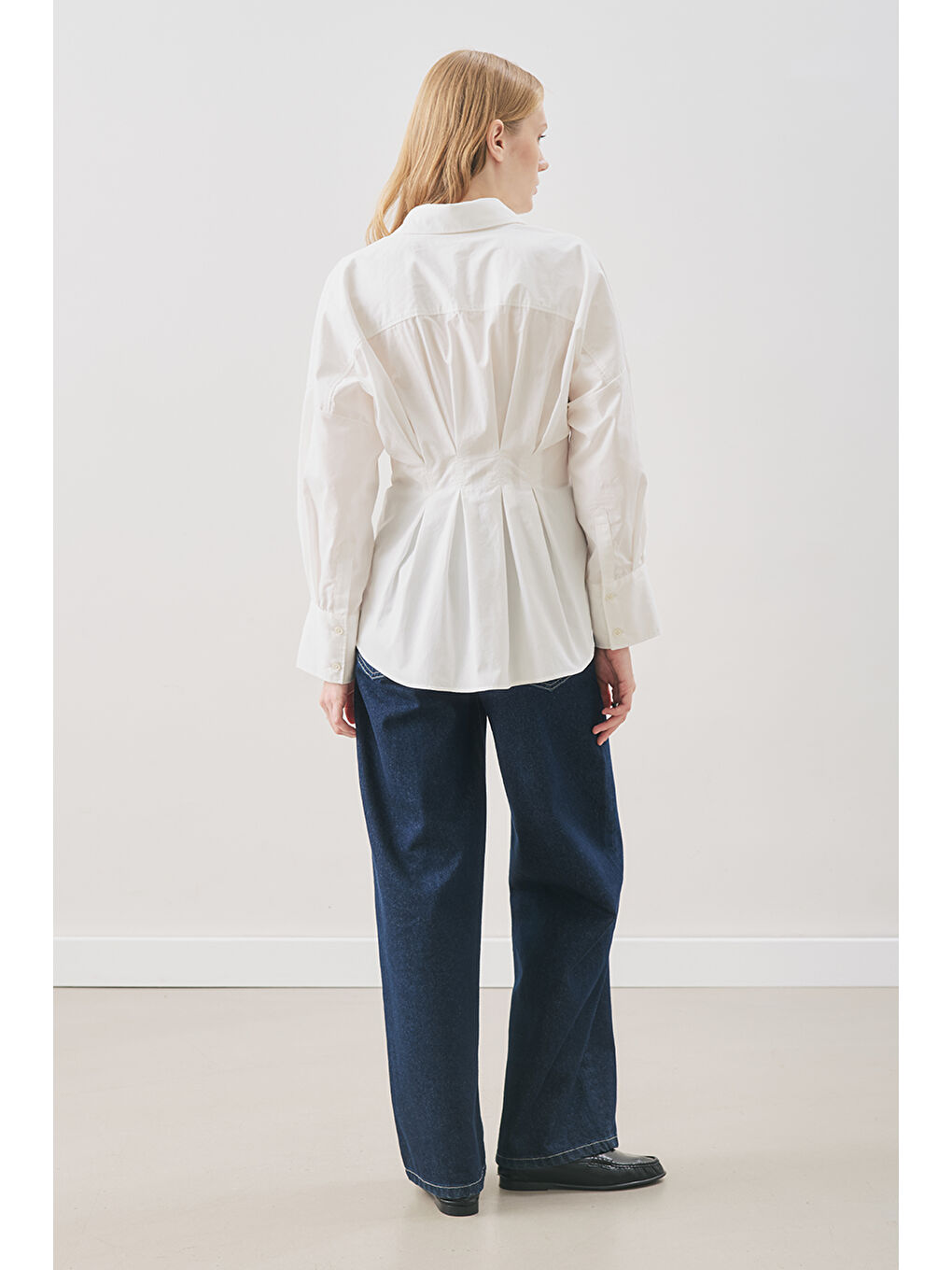 Pile Detaylı Gömlek Ekru-5