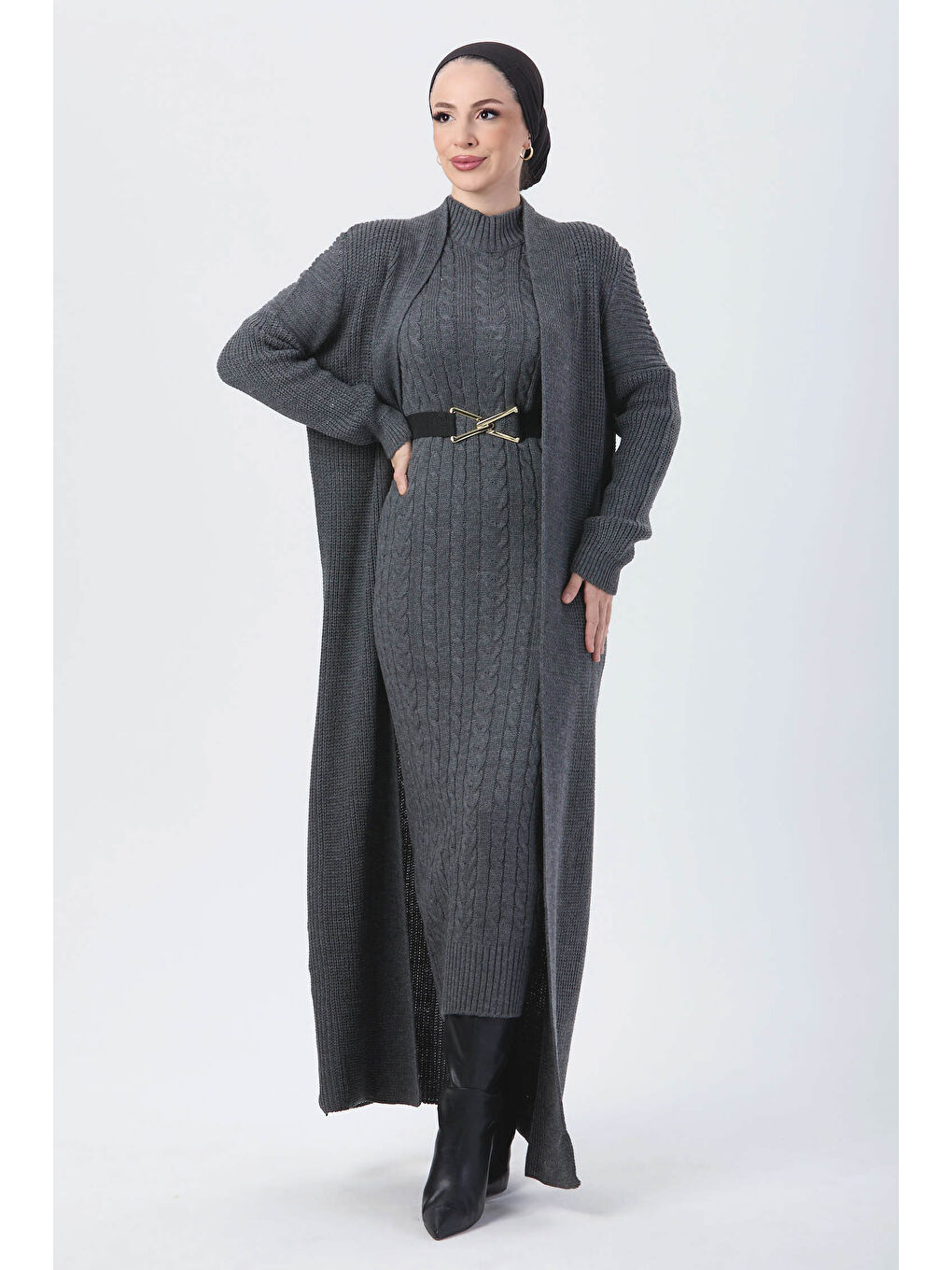 Gri Triko İkili Takım Füme - 27660-3