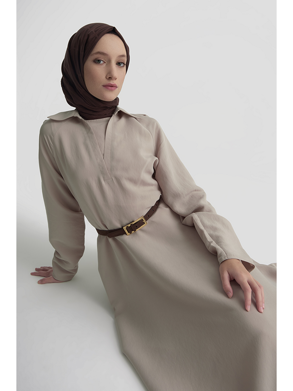 Bej Elbise Vizon-5