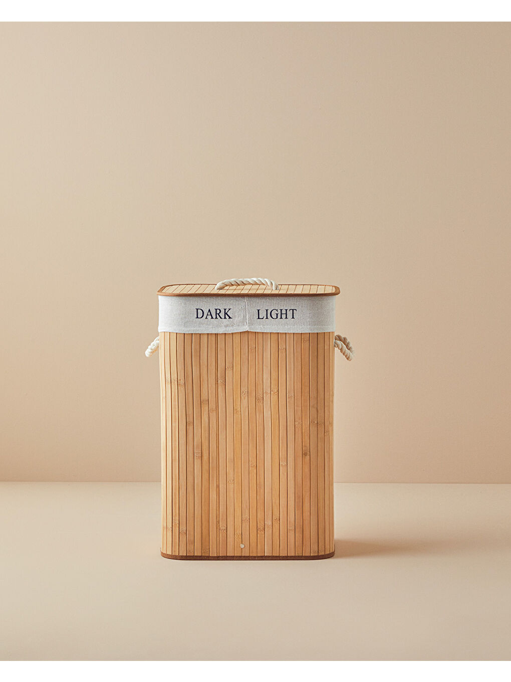 Fancy Katlanabilir 2 Bölmeli Bambu Çamaşır Sepeti Bej