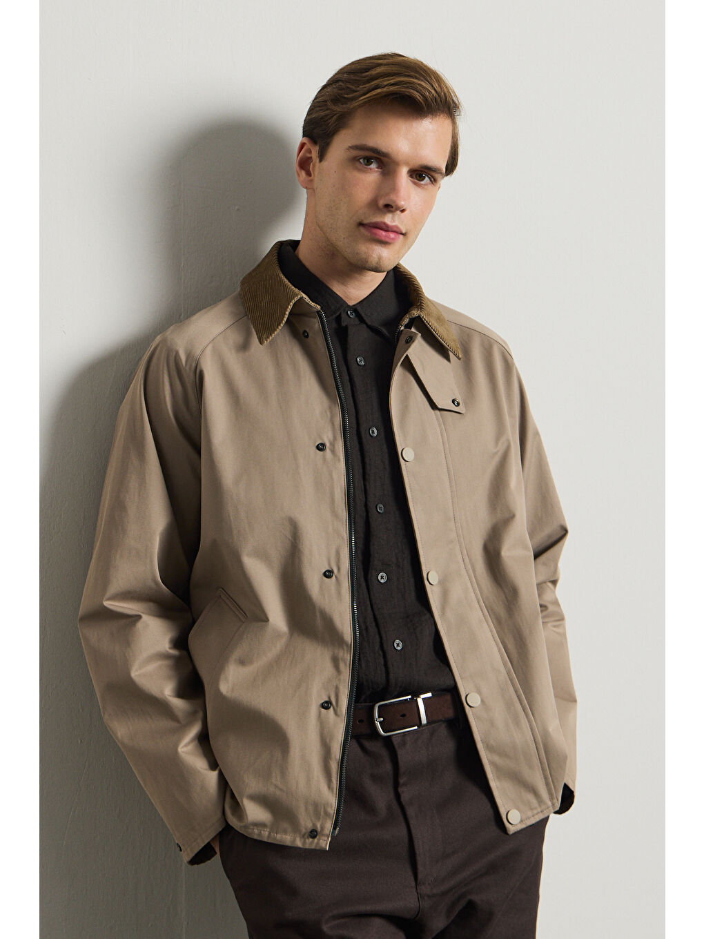 Erkek Premium Kadife Yaka Ceket Bej 4231DNGR-1