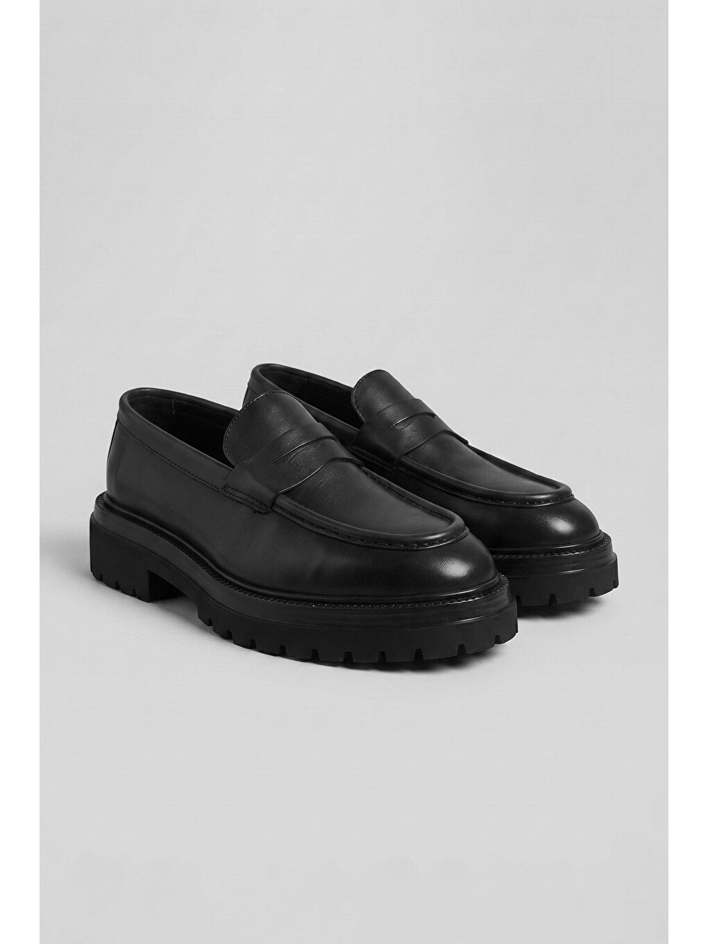 Erkek Hakiki Deri Antik Floter Loafer Siyah-1