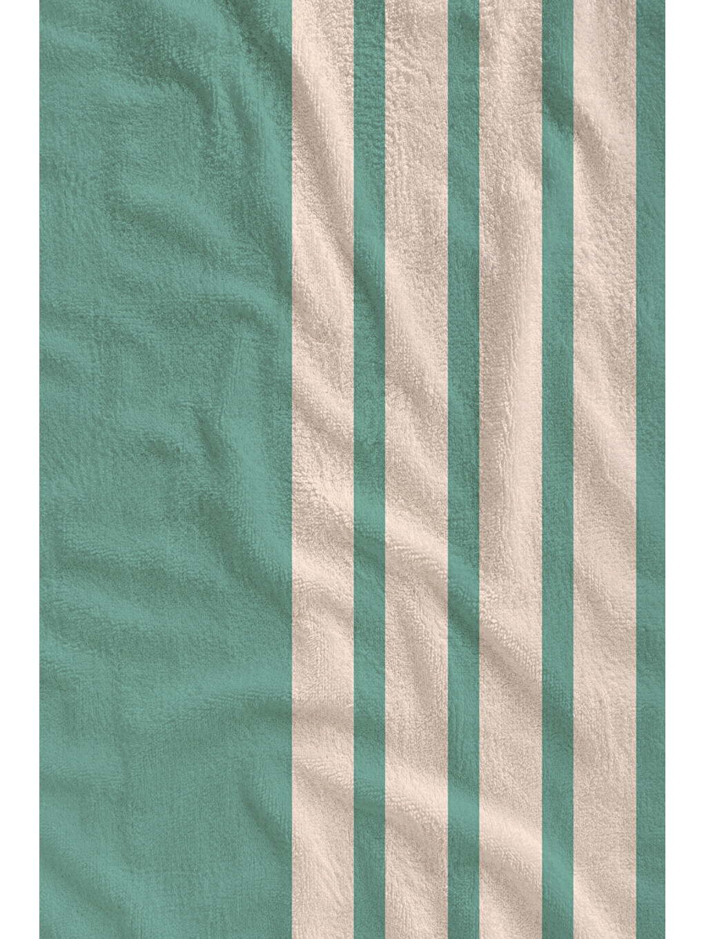 Ekru Mint Krem Kalın Dikey Çizgili 70x150 Cm Dijital Baskılı Plaj Ve Banyo Havlusu-1
