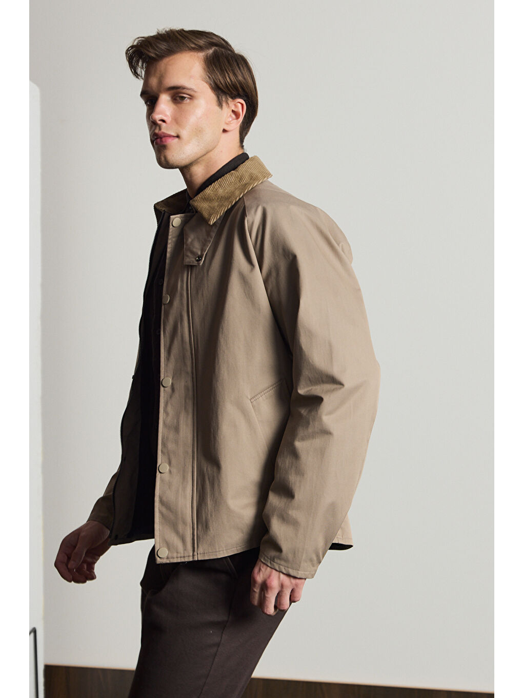 Erkek Premium Kadife Yaka Ceket Bej 4231DNGR-2