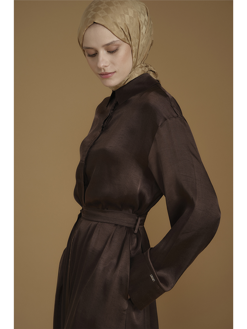 Kupra Gömlek Elbise Kahverengi