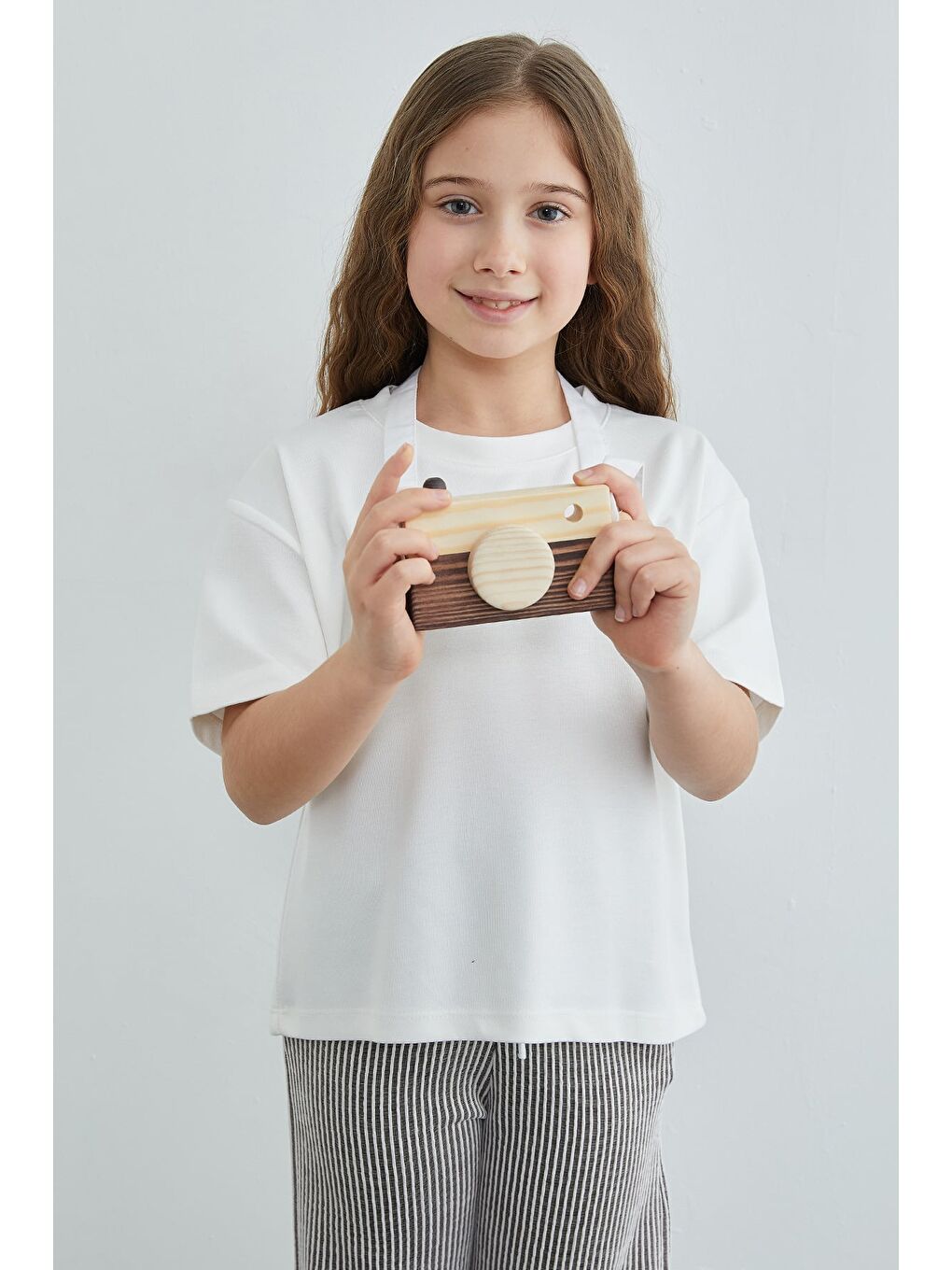 Kahverengi Çizgili Bisiklet Yaka Kız Çocuk 2 Li Takım-1