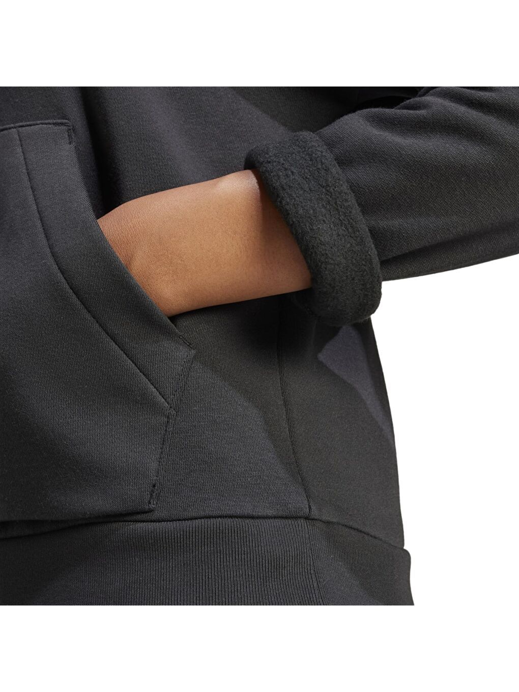 Small Logo Feel Cozy Kadın Siyah Kapüşonlu Sweatshirt-4