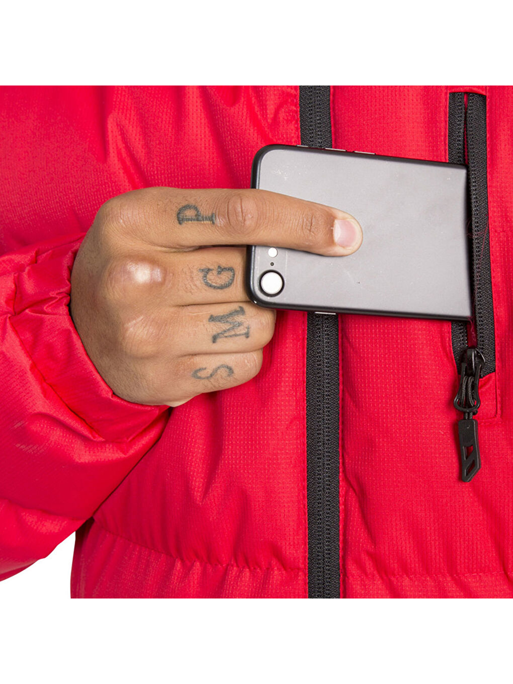 Kırmızı Clip - Padded Erkek Siyah Outdoor Şişme Mont-1