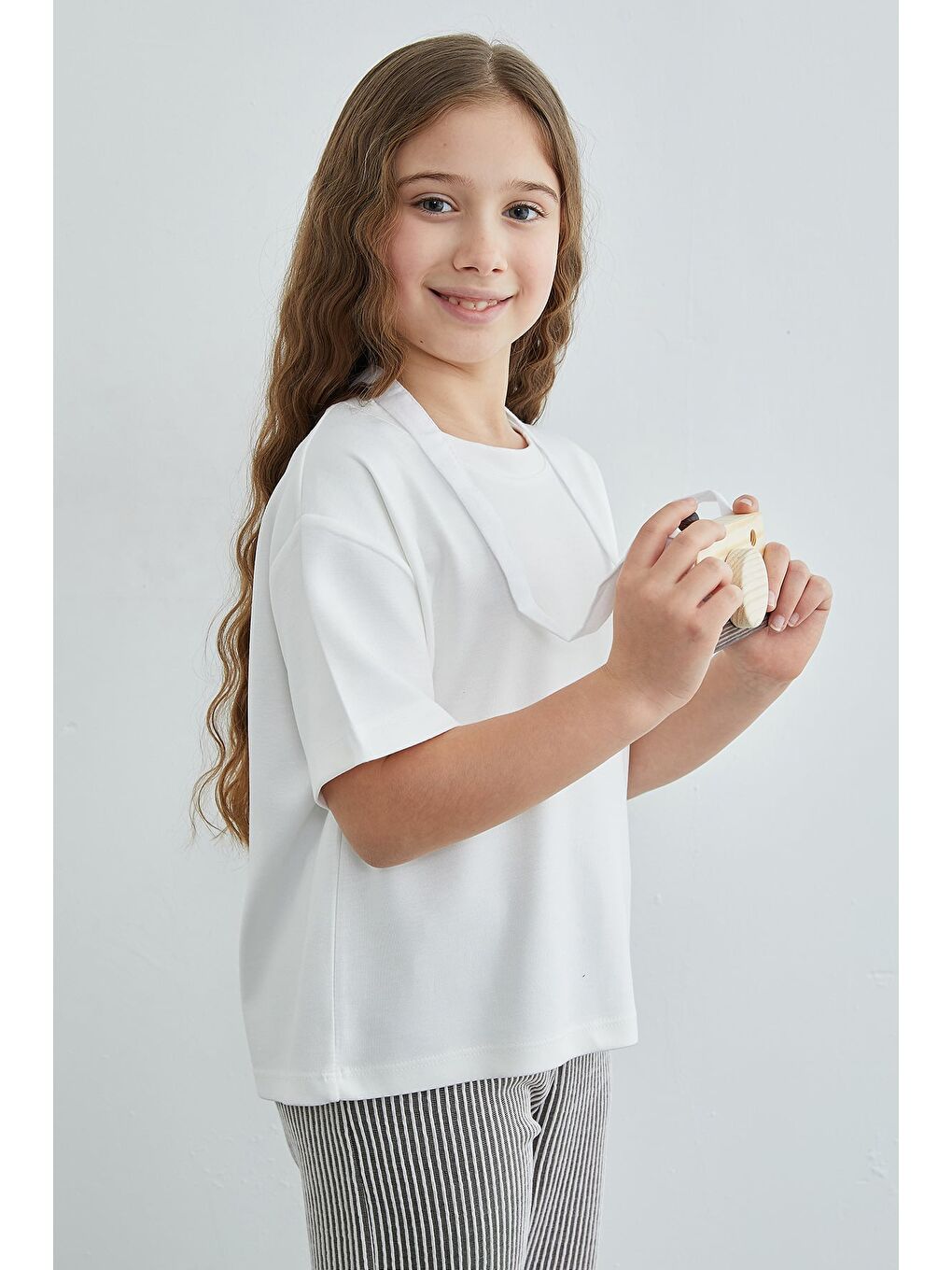 Kahverengi Çizgili Bisiklet Yaka Kız Çocuk 2 Li Takım-2