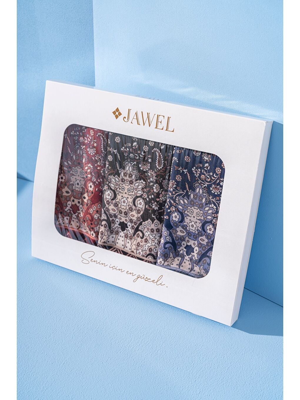 Karışık Kadın Alinda Soft Şal Paketi (Bordo-Siyah Krem-Lacivert)