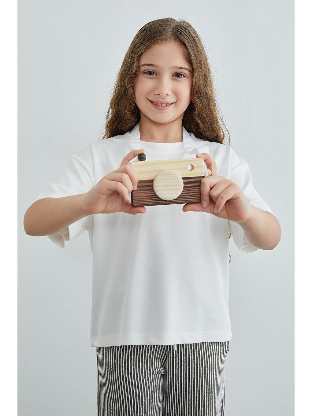 Kahverengi Çizgili Bisiklet Yaka Kız Çocuk 2 Li Takım-3