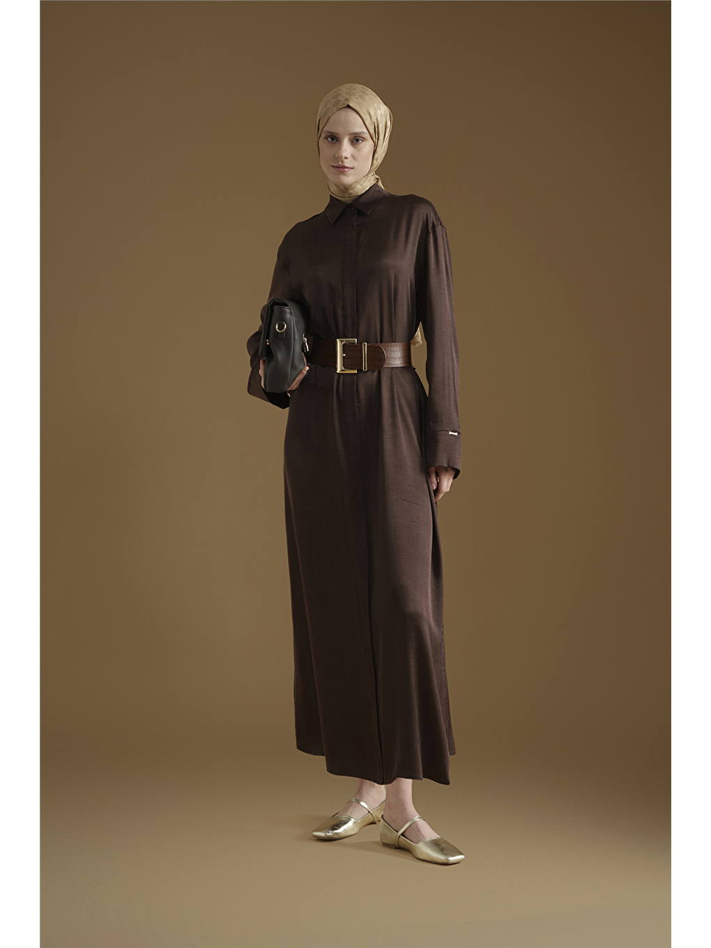 Kupra Gömlek Elbise Kahverengi-2