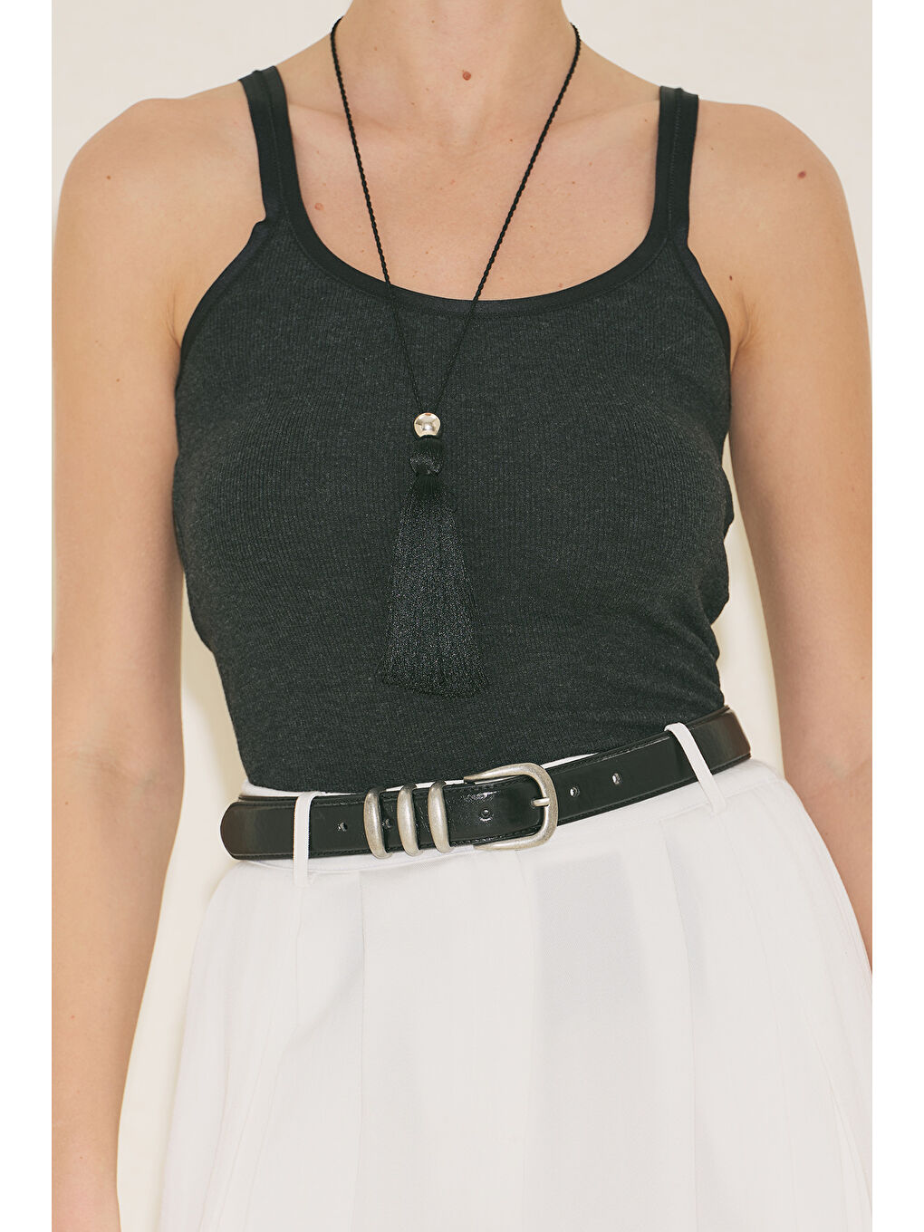 Detaylı Oval Kemer Siyah-1