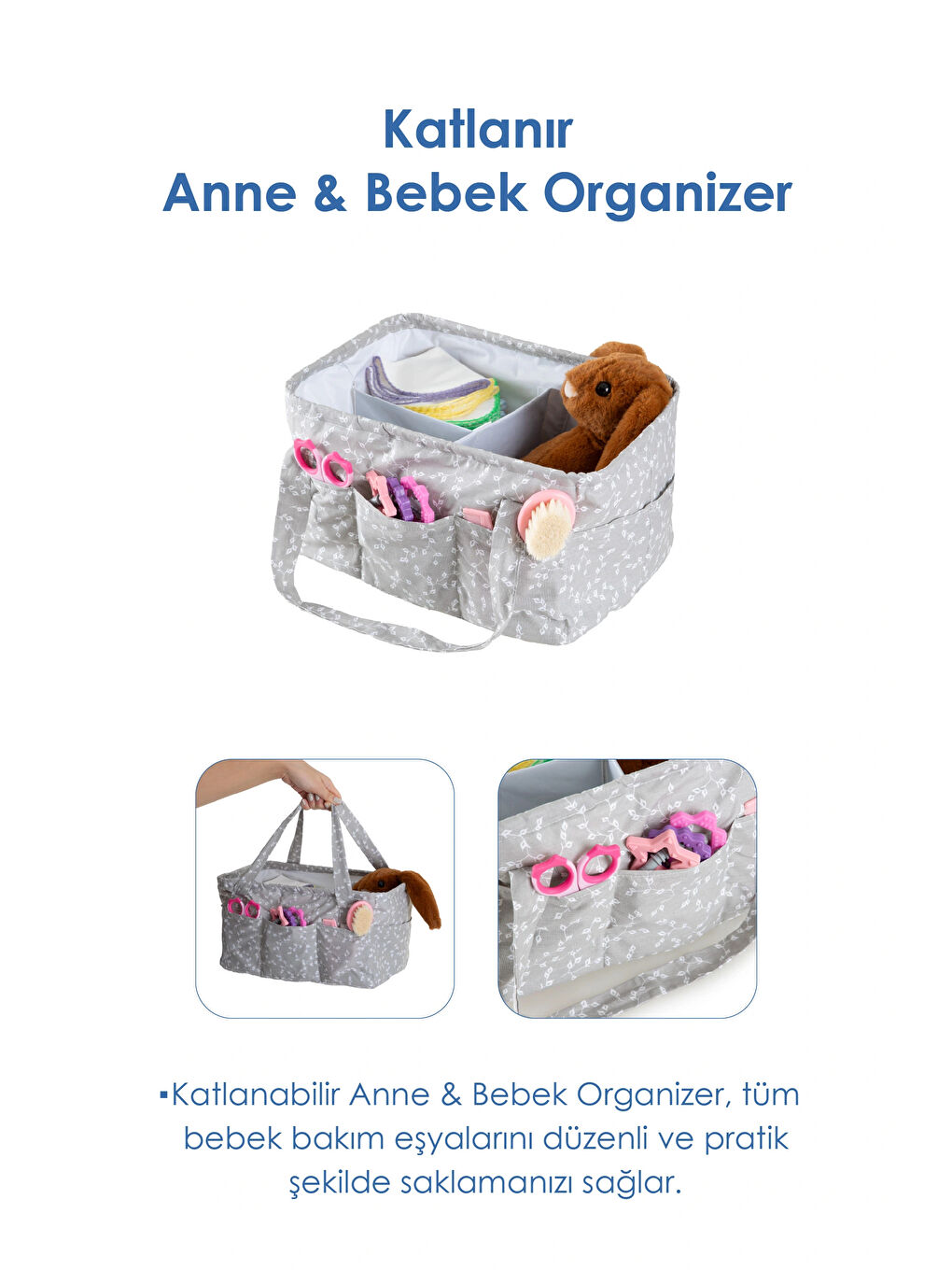 Yeşil Katlamalı Çanta Anne&Bebek Organizer-1