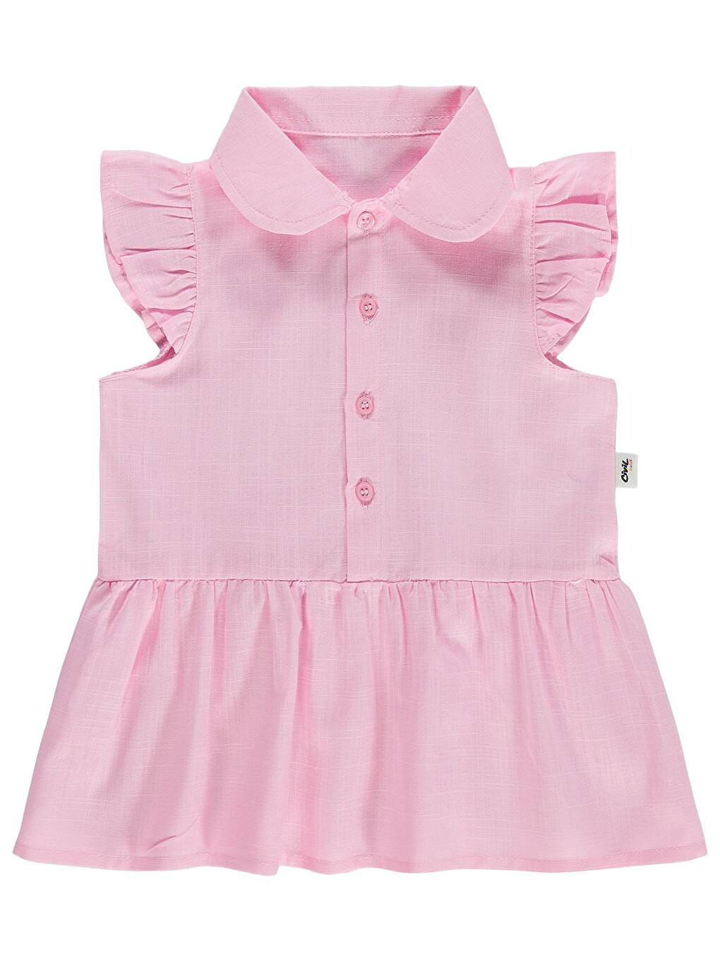 Baby Bebe Yakalı Düz 6-18 Ay Elbise - Pembe
