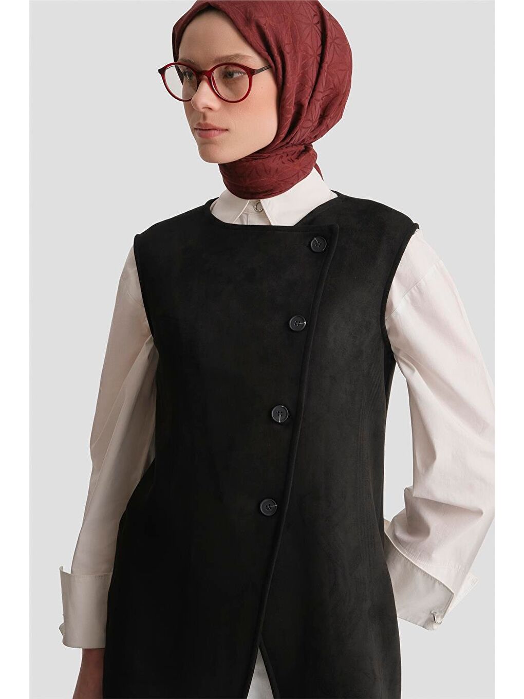 Yelekli Süet Takım 25Kd4395 Siyah-2