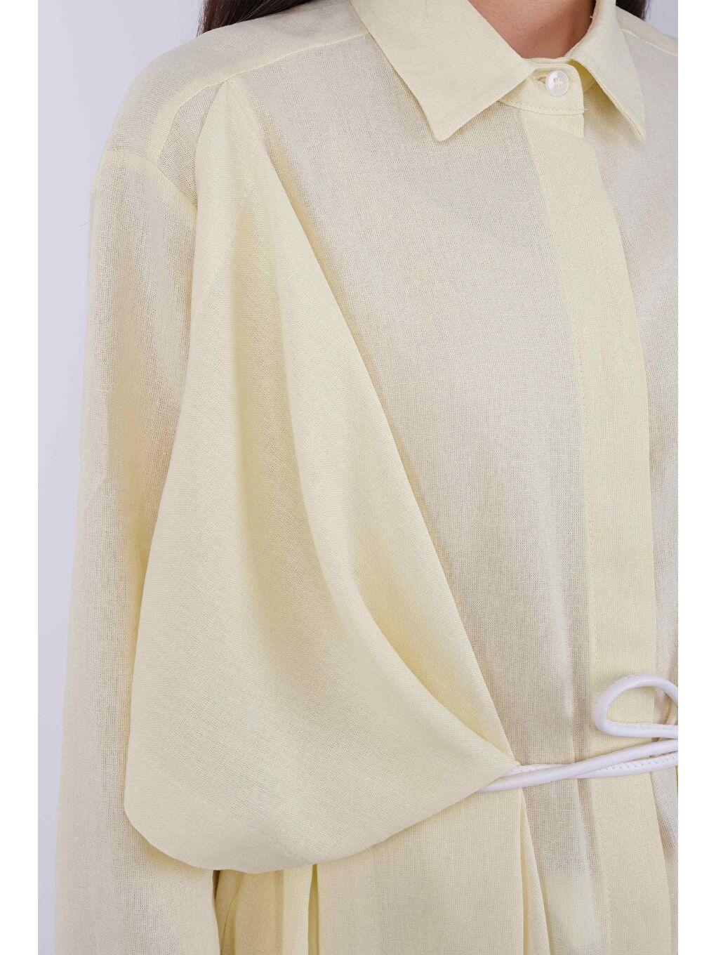 Geniş Parçalı Tasarım Gömlek Soft Sarı-4