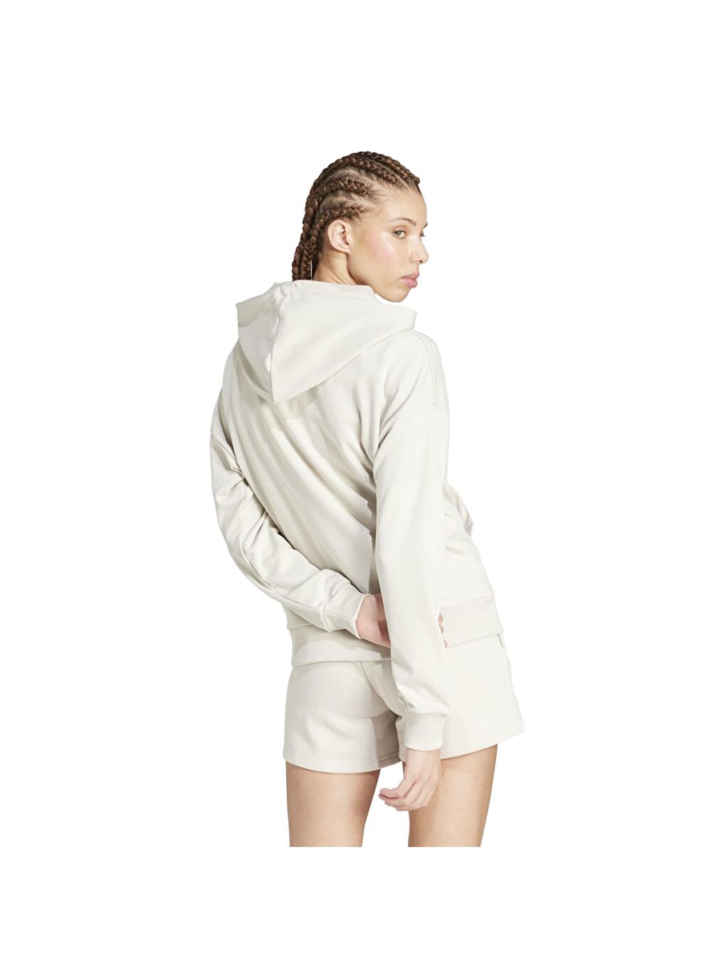 Essentials Small Logo French Terry Kadın Bej Kapüşonlu Sweatshirt-1