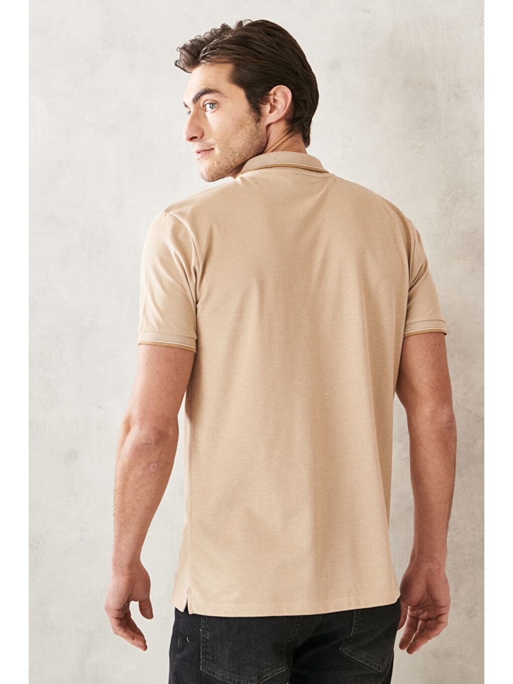 Beyaz Erkek BEYAZ-LACIVERT-ACIK BEJ-KIREMIT-MOR 5'li Paket  Pamuklu Kumaş Slim Fit Polo Yaka Tişört-9