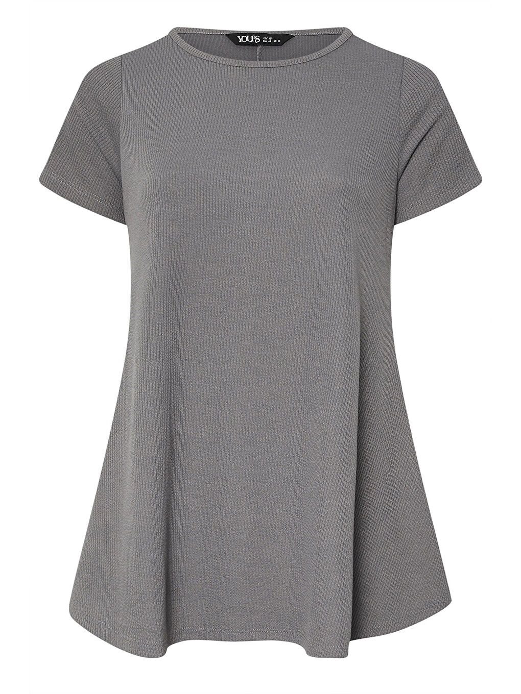 Gri Büyük Beden Bisiklet Yaka Kısa Kollu Fitilli Esnek Kumaş Uzun T-shirt 304026-6