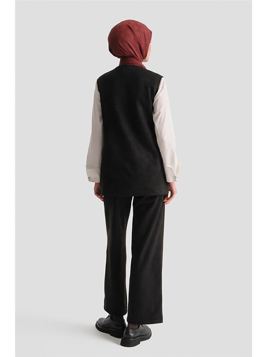 Yelekli Süet Takım 25Kd4395 Siyah-3