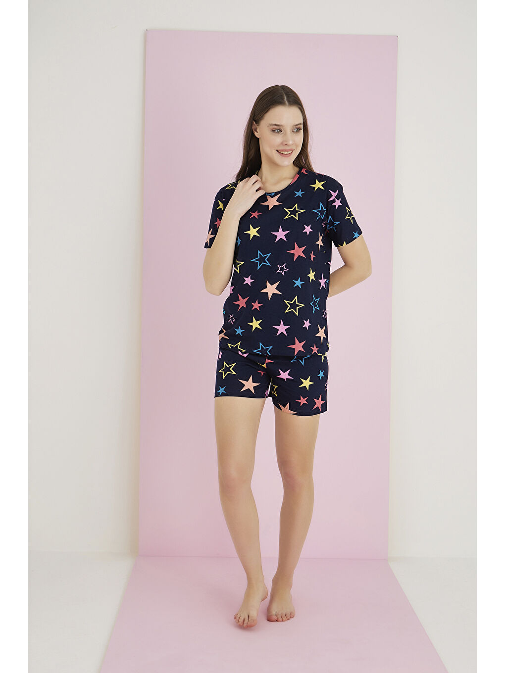 Lacivert Penye Şortlu Takım 7092-1-1