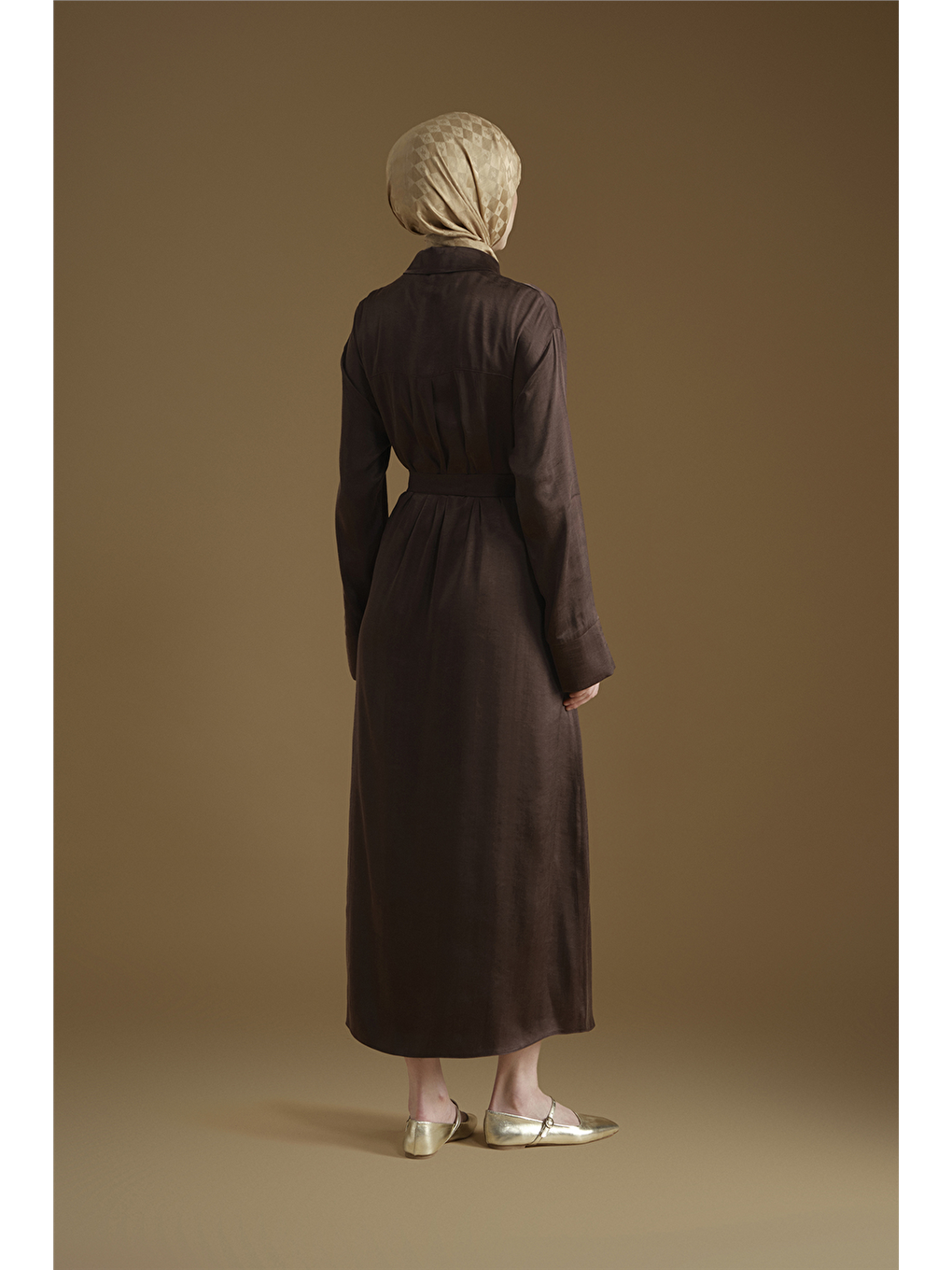 Kupra Gömlek Elbise Kahverengi-5