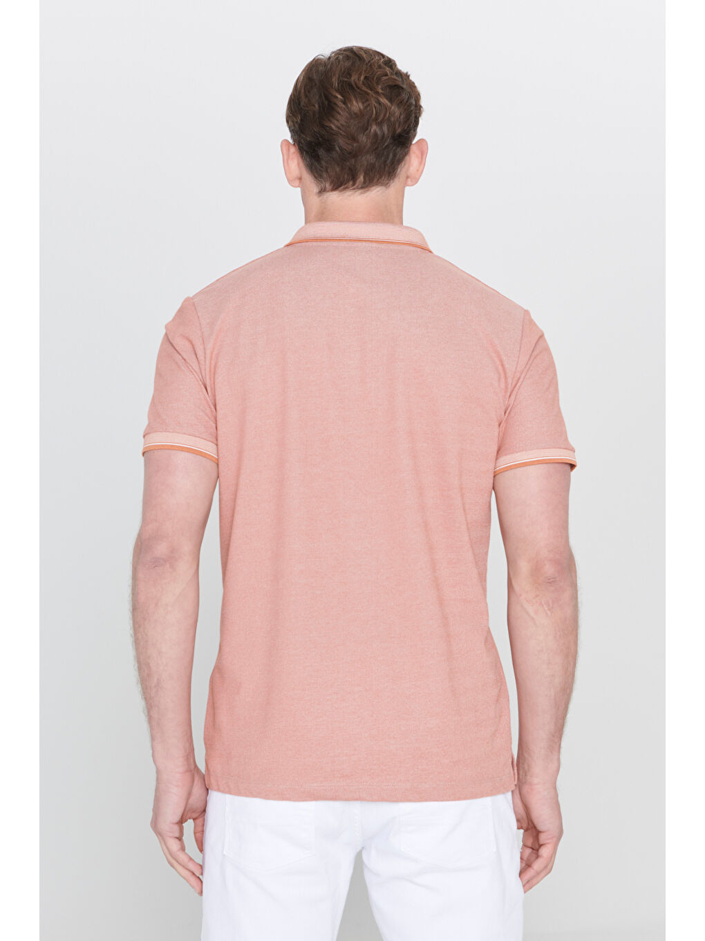 Beyaz Erkek BEYAZ-LACIVERT-ACIK BEJ-KIREMIT-MOR 5'li Paket  Pamuklu Kumaş Slim Fit Polo Yaka Tişört-10