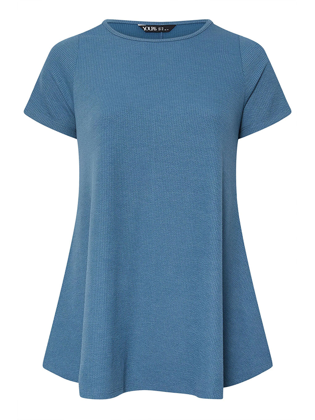 Mavi Büyük Beden Bisiklet Yaka Kısa Kollu Fitilli Esnek Kumaş Uzun T-shirt 304002-6