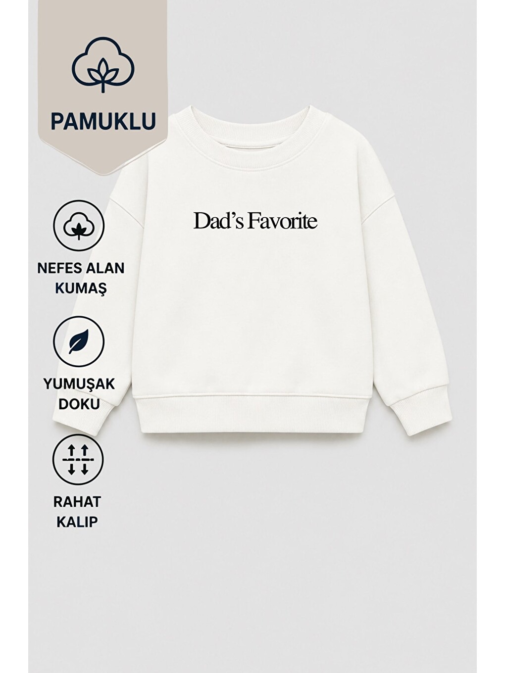 Ekru Unisex Çocuk 3 İplik Kumaş Slogan Baskılı Sweatshirt-1