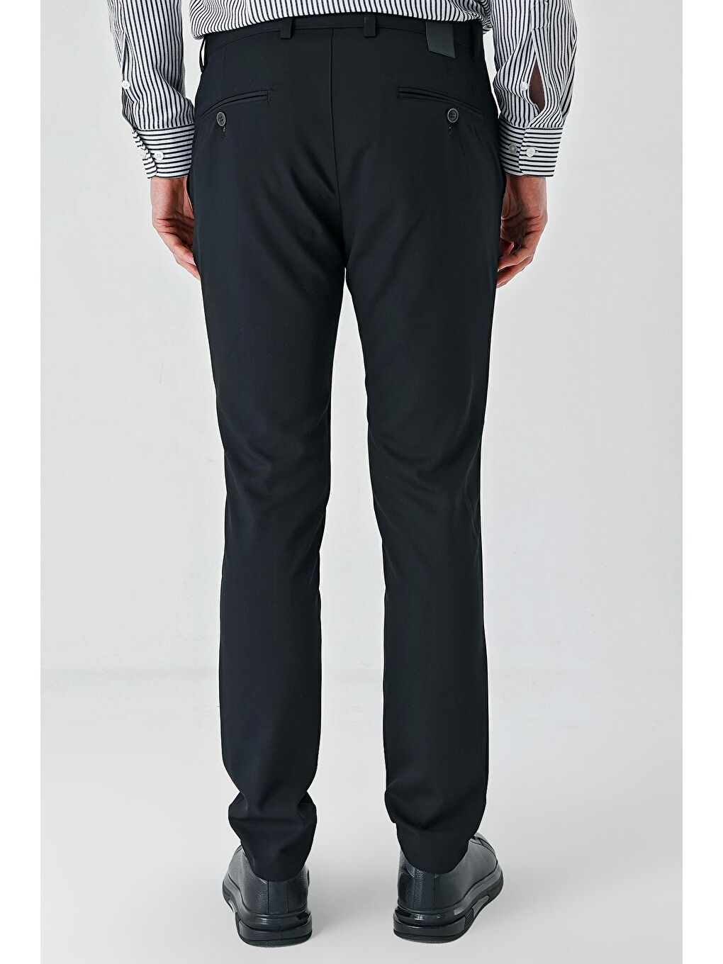 Siyah Esnek Yandan Cepli Casual Slim Fit Chino Pantolon 1003240113-4