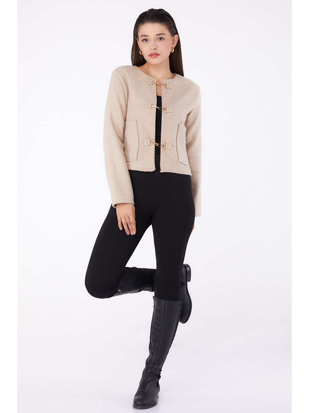 Kaşe Ceket Bej - 13291-1