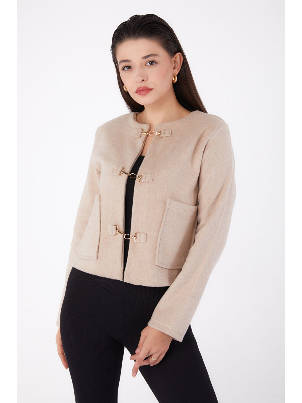 Kaşe Ceket Bej - 13291-2