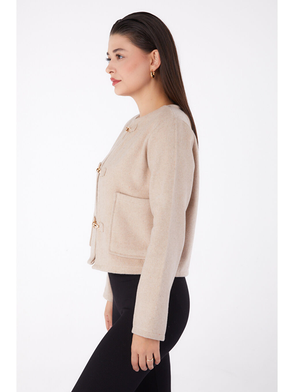 Kaşe Ceket Bej - 13291-3